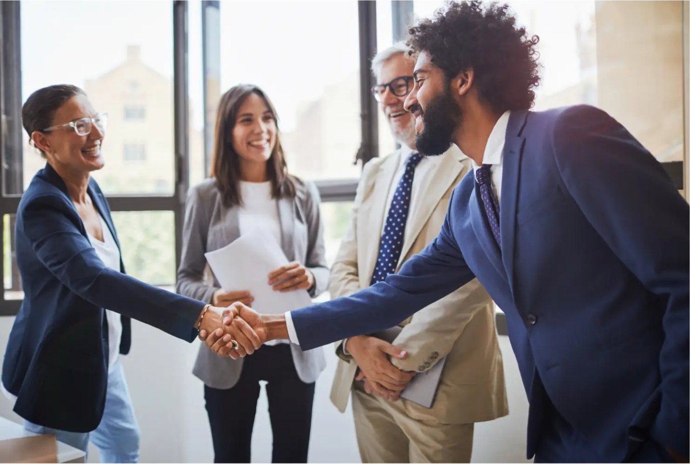 Recruiter introducing a candidate to a hiring manager
